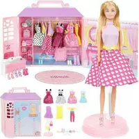 Будиночок для ляльок пластиковий і лялька з одягом набір Iso Trade