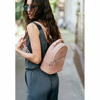 Кожаный женский мини-рюкзак Kylie розовый