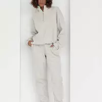 Женский спортивный костюм с молнией на воротнике - светло-серый цвет, L/XL (есть размеры)