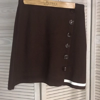 LUREX Ассиметричная трикотажная юбка с пуговицами и белой полоской - коричневый цвет, L