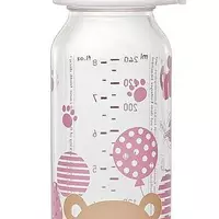 Скляна пляшка 250 мл,(дівчинка)соска ортодонтична,антиколікова,силікон(від 0-6)M(середній потік)