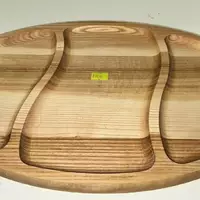 тарілка деревяна на 3 секції овальна батон 21050
