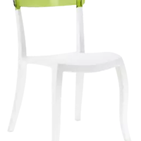 Стілець Papatya Hera-S біле сидіння, верх прозоро-зелений