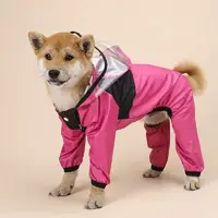 Дождевик для средних пород собак на кнопках с капюшоном размер 2XL Розовый