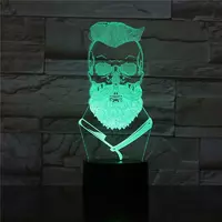 3D світлодіодний світильник Barber Skull. LED світильник для барбершопу, 7 кольорів
