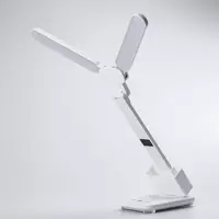 Лампа настільна світлодіодна акумуляторна з годинником і сенсорним керуванням, білий