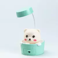 Дитяча настільна лампа Cute Pets з точилкою для олівців, бірюзовий