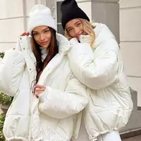 Куртка-Жилетка HANDS OFF Зима з плащівки на силіконі 200 з капюшоном колір молоко
