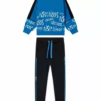 Повсякденний костюм з синім світшотом та чорними штанами YU.12.09.003|YU.12.24.003