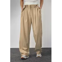 Классические брюки с акцентными пуговицами на поясе - светло-коричневый цвет, S (есть размеры)