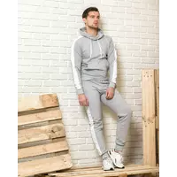 Мужской спортивный костюм (серая худи с лампасами и серые  спортивные штаны с лампасами)