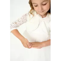 Болеро для дівчинки з мереживними рукавами біле YJ.21.30.014